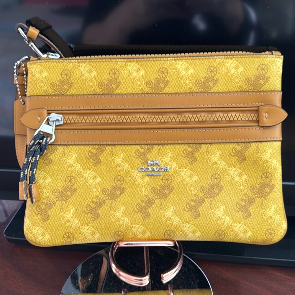 Coach Yellow and Brown Clutch